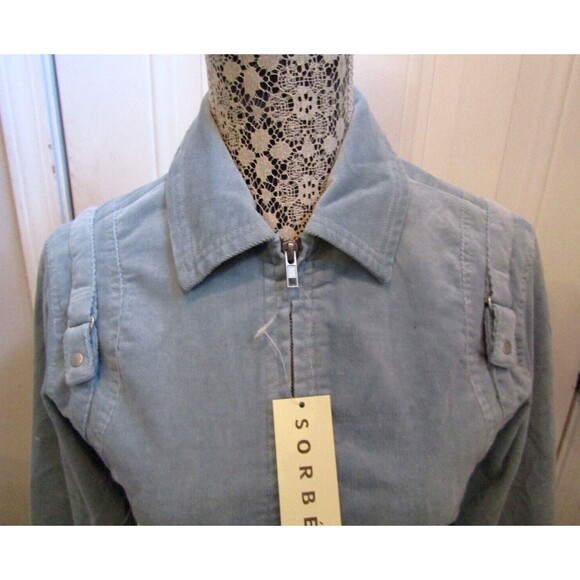 Nordstrom Sorbe’ Jacket NWT Blue Ice Full Zip Corduroy Coat Womens Size XS - Picture 2 of 9